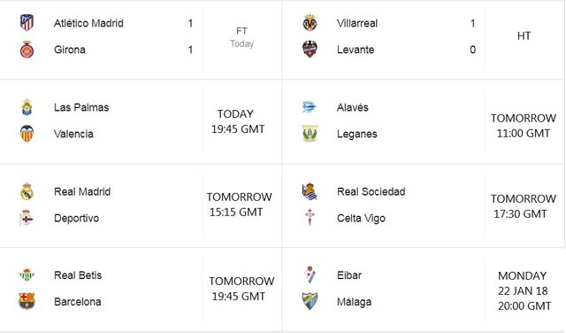 La liga games tomorrow